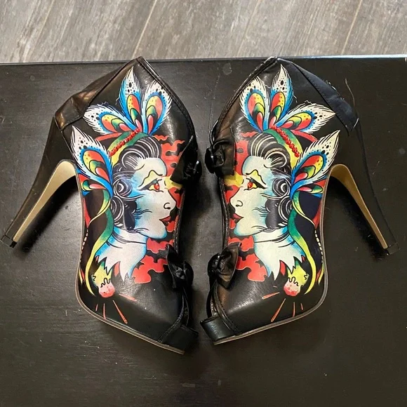 Iron Fist Black and Multicolor Peep Toe Boots - Picture 6 of 7